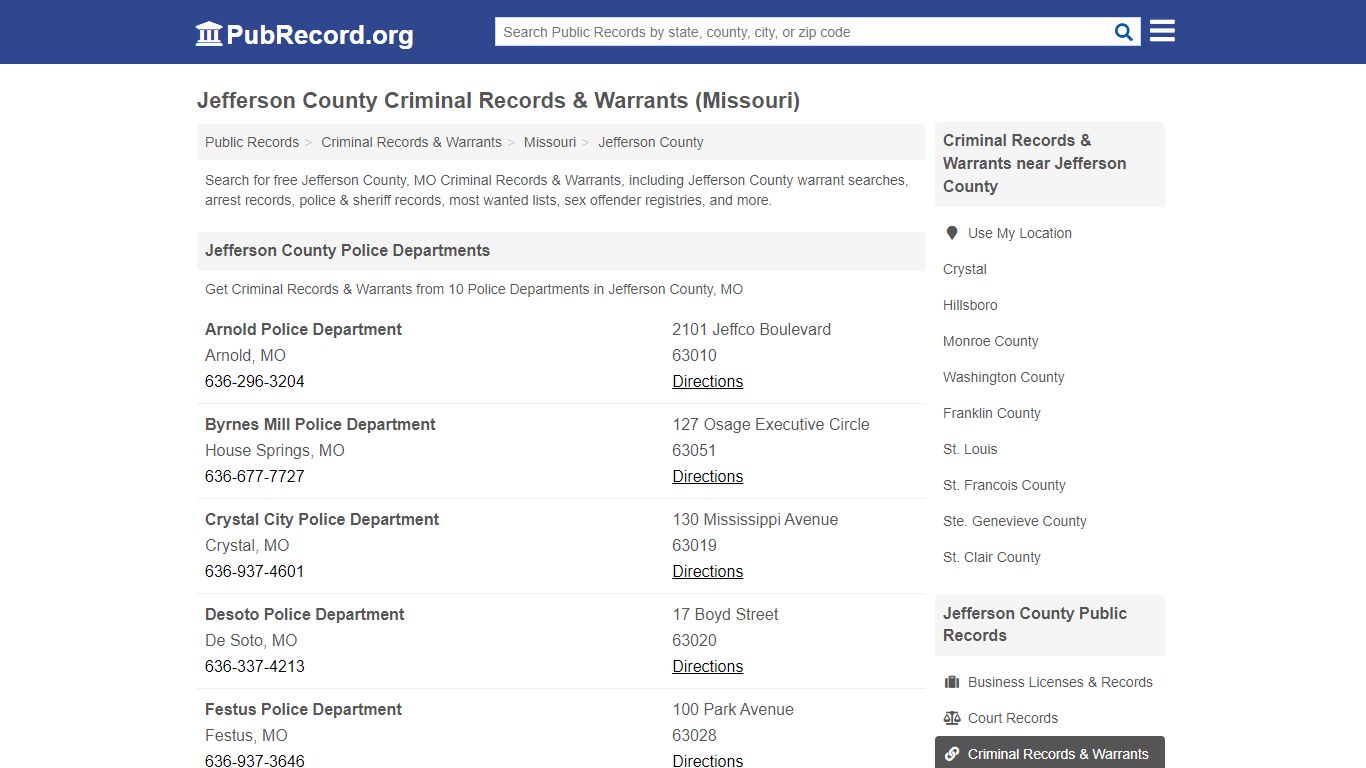 Jefferson County Criminal Records & Warrants (Missouri)