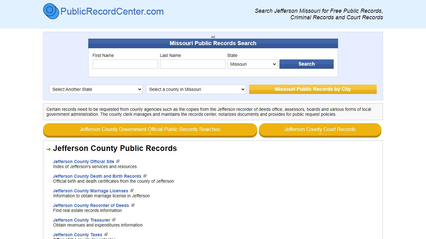 Jefferson County Missouri Free Public Records - Court ...